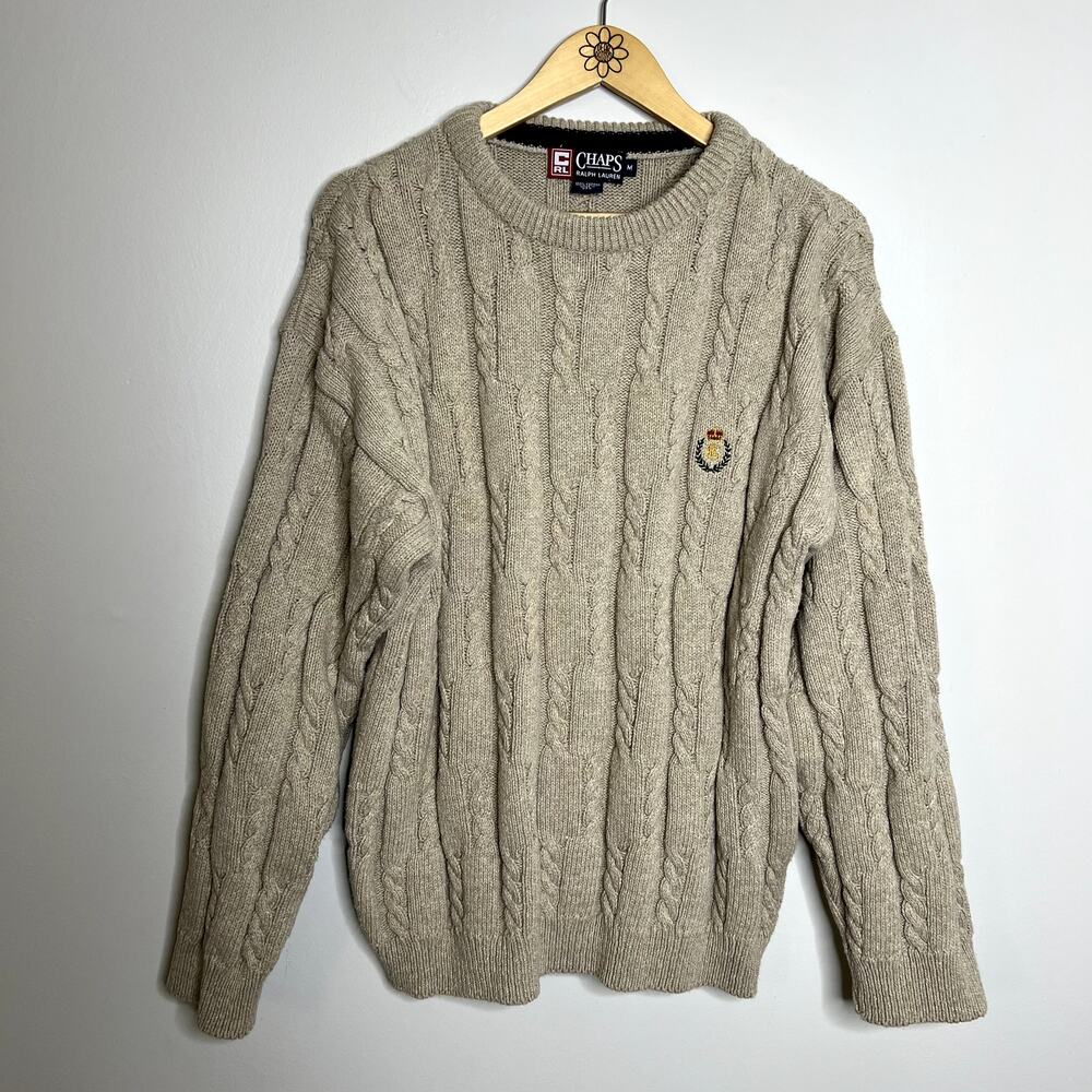 Vintage Chaps Ralph Lauren Beige Knit Sweater